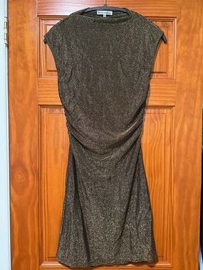 Reformation Bronze Shimmer Midi Dress